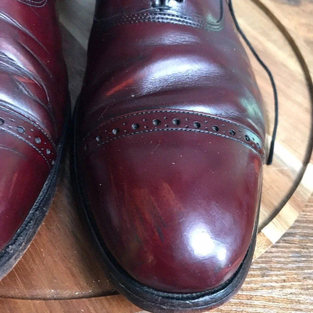 Allen Edmonds Fifth Avenue Dress Shoes Mens 12B Cherry Leather‎ Cap Toe Oxford